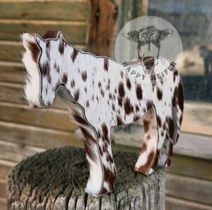 Happy Heifer Spotted Horse Figurine - Brown and White